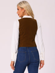 Retro Velvet Waistcoat V Neck Sleeveless Racerback Steampunk Vest