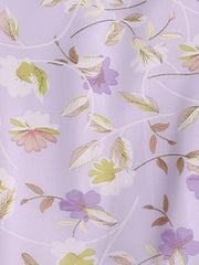 Floral Smocked Waist Sheer Sleeve Ruffle Layers Chiffon Dress