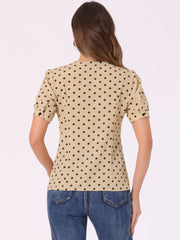 Polka Dot Peter Pan Collar Rockabilly Puff Short Sleeve Shirt