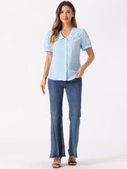 Polka Dot Peter Pan Collar Rockabilly Puff Short Sleeve Shirt