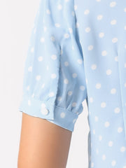 Polka Dot Peter Pan Collar Rockabilly Puff Short Sleeve Shirt