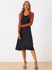 Satin Mesh Sheer Open Front Elegant Cropped Bolero Shrugs