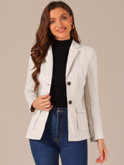 Faux Suede Blazer Belted Lapel Outwear Single Breasted Work Jacket