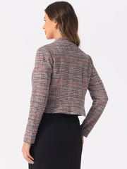 Vintage Tweed Plaid Slim Fit Work Office Cropped Jacket