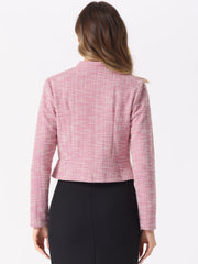 Vintage Tweed Plaid Slim Fit Work Office Cropped Jacket