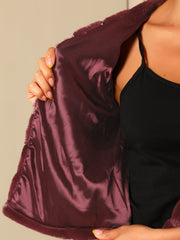 Winter Warm Cropped Collarless Faux Fur Fluffy Jacket