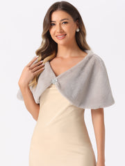 Elegant Faux Fur Shawl Bridal Wedding Party Wrap Stole Shrug