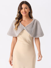 Elegant Faux Fur Shawl Bridal Wedding Party Wrap Stole Shrug