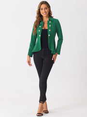 Steampunk High Low Hem Long Sleeve Peplum Jacket
