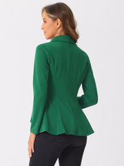 Steampunk High Low Hem Long Sleeve Peplum Jacket