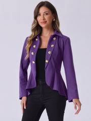 Steampunk High Low Hem Long Sleeve Peplum Jacket