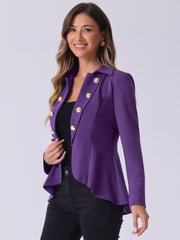 Steampunk High Low Hem Long Sleeve Peplum Jacket
