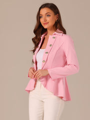 Steampunk High Low Hem Long Sleeve Peplum Jacket