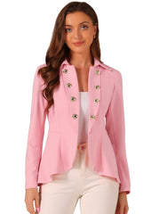 Steampunk High Low Hem Long Sleeve Peplum Jacket