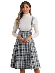 Plaid Overall Tartan Pinafore Suspender Midi Skirt