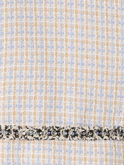 Stand Collar Double Breasted Elegant Plaid Tweed Crop Jacket