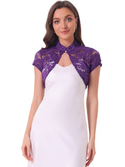 Lace Cardigan Stand Collar Short Elegant Shrug