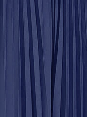 Collar V Neck Belted Dressy Casual Pleated Maxi Dress