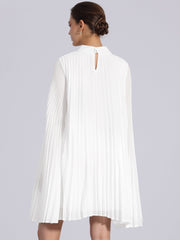 Loose Flowy Cloak Sleeve Cape Pleated Chiffon Mini Dress