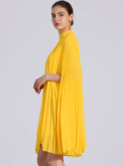 Loose Flowy Cloak Sleeve Cape Pleated Chiffon Mini Dress