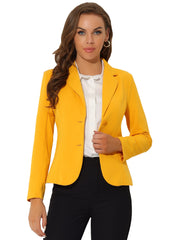 Notched Lapel Collar Stretch Work Office Workwear Jacket Blazer