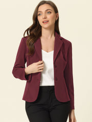 Notched Lapel Collar Stretch Work Office Workwear Jacket Blazer