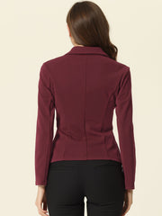 Notched Lapel Collar Stretch Work Office Workwear Jacket Blazer