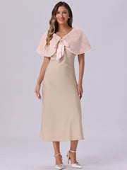 Elegant Faux Fur Shawl Stole Bow Tie Bridal Shrugs