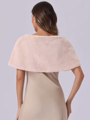 Elegant Faux Fur Shawl Stole Bow Tie Bridal Shrugs