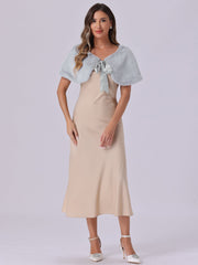 Elegant Faux Fur Shawl Stole Bow Tie Bridal Shrugs