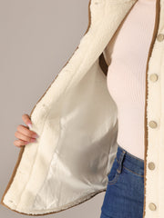 Fleece Plush Pockets Buttons Sleeveless Fuzzy Jacket Vest