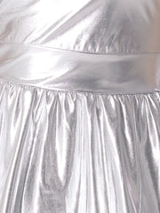 Spaghetti Straps Metallic A-Line Sleeveless Party Mini Dress
