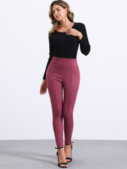 Womens' Velvet Elastic Waist Side Zipper Narrow Leg Skinny Casual Pants