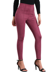 Womens' Velvet Elastic Waist Side Zipper Narrow Leg Skinny Casual Pants