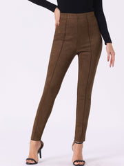 Womens' Velvet Elastic Waist Side Zipper Narrow Leg Skinny Casual Pants