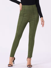 Womens' Velvet Elastic Waist Side Zipper Narrow Leg Skinny Casual Pants