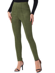 Womens' Velvet Elastic Waist Side Zipper Narrow Leg Skinny Casual Pants