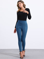 Womens' Velvet Elastic Waist Side Zipper Narrow Leg Skinny Casual Pants