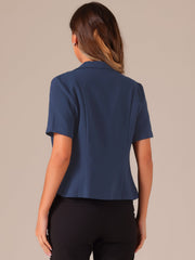 Business Casual Lapel Short Sleeve Open Front Cropped Blazer