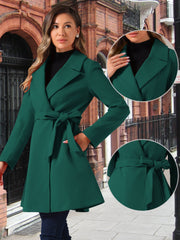 Elegant Overcoat Shawl Collar Single Winter Belted Long Coat