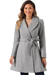 Elegant Overcoat Shawl Collar Single Winter Belted Long Coat