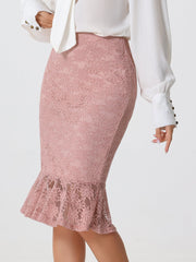 Women's Elegant Vintage Mermaid Fishtail Lace Skirt Stretch Office Bodycon Pencil Skirt