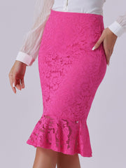 Women's Elegant Vintage Mermaid Fishtail Lace Skirt Stretch Office Bodycon Pencil Skirt