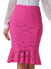 Women's Elegant Vintage Mermaid Fishtail Lace Skirt Stretch Office Bodycon Pencil Skirt