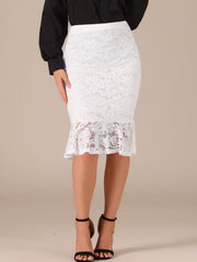 Women's Elegant Vintage Mermaid Fishtail Lace Skirt Stretch Office Bodycon Pencil Skirt