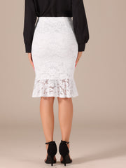 Women's Elegant Vintage Mermaid Fishtail Lace Skirt Stretch Office Bodycon Pencil Skirt