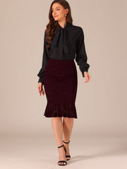 Women's Elegant Vintage Mermaid Fishtail Lace Skirt Stretch Office Bodycon Pencil Skirt