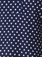 Polka Dots Print V Neck Short Sleeve Elegant Work Office Tops