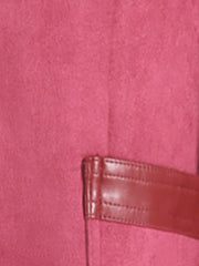 Faux Suede Lapel Collar Cowgirl 2 Button Blazer Jacket