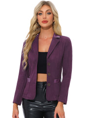 Faux Suede Lapel Collar Cowgirl 2 Button Blazer Jacket